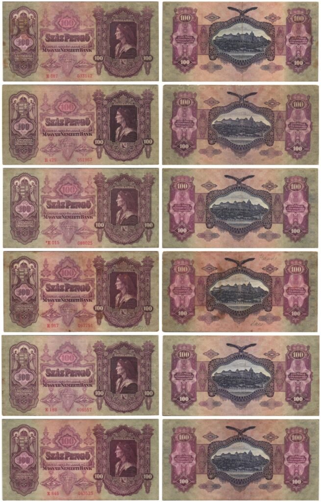 HUNGARY 100 pengo 1930 / banknotes lot / 6 pcs.