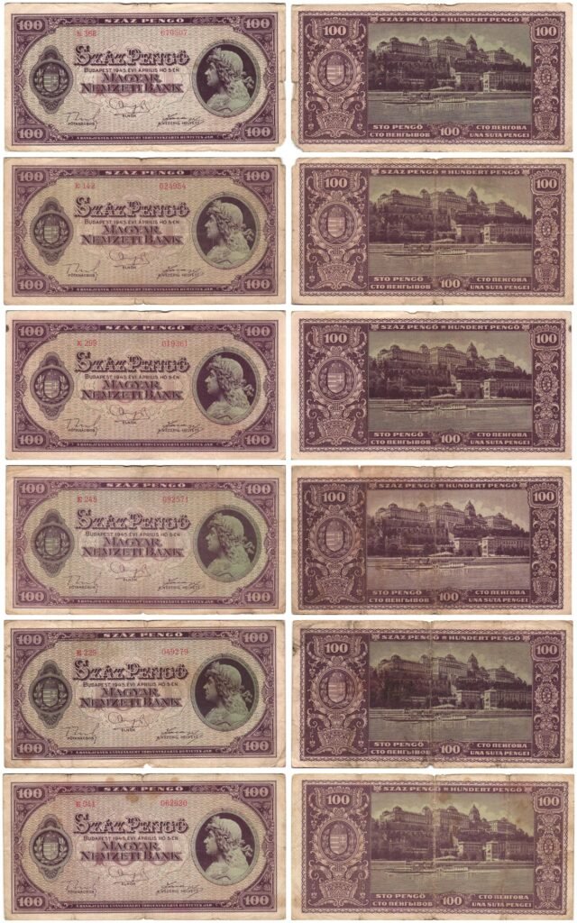 HUNGARY 100 pengo 1945 / banknotes lot / 6 pcs.