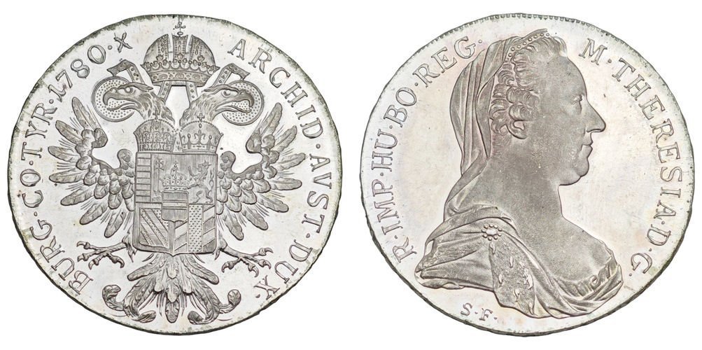 AUSTRIA 1 thaler 1780 / Maria Theresa Thaler restrike / Silver / XF+