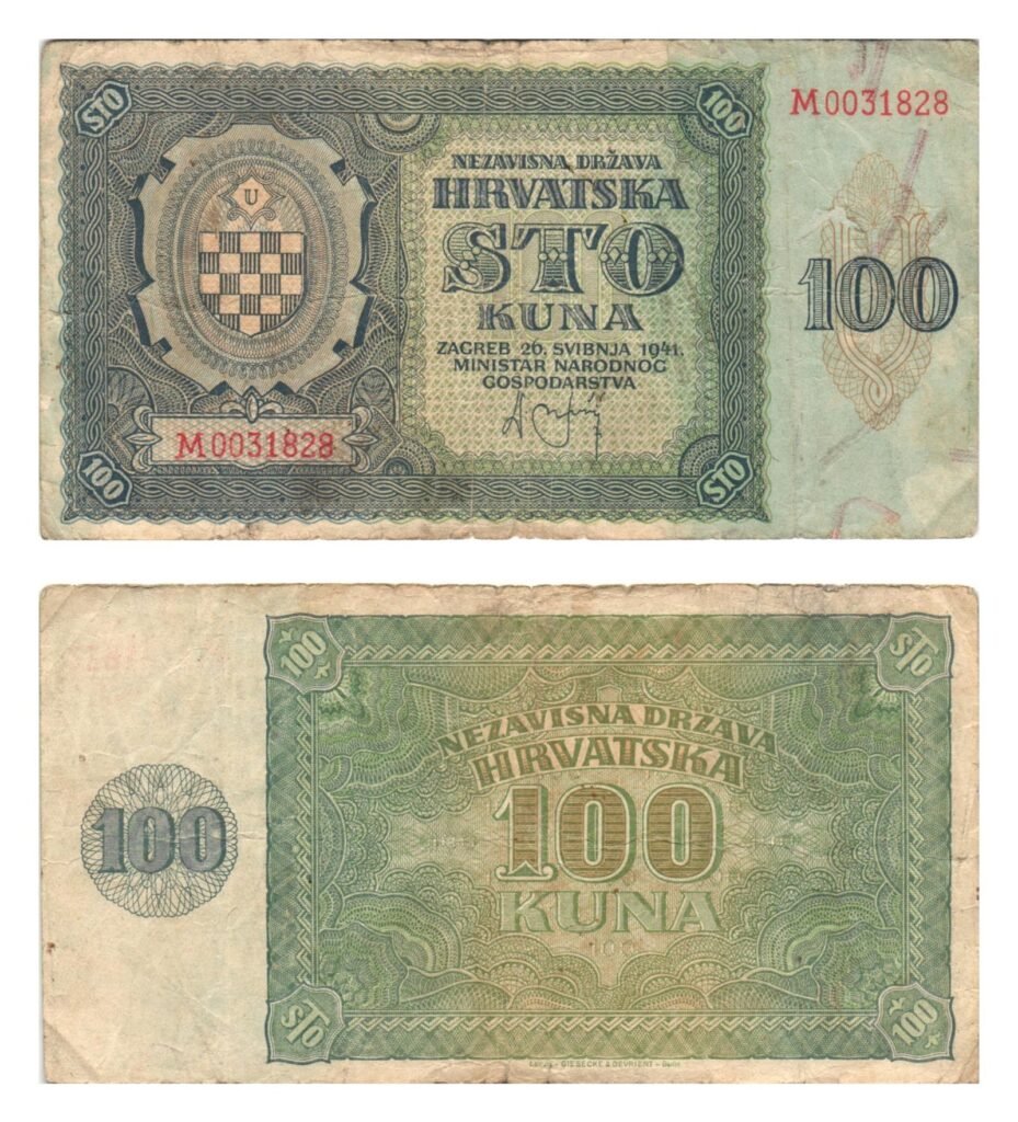 CROACIA 100 kunas 1941 / Segunda Guerra Mundial Ustacha Alemania Italia aliado / MBC