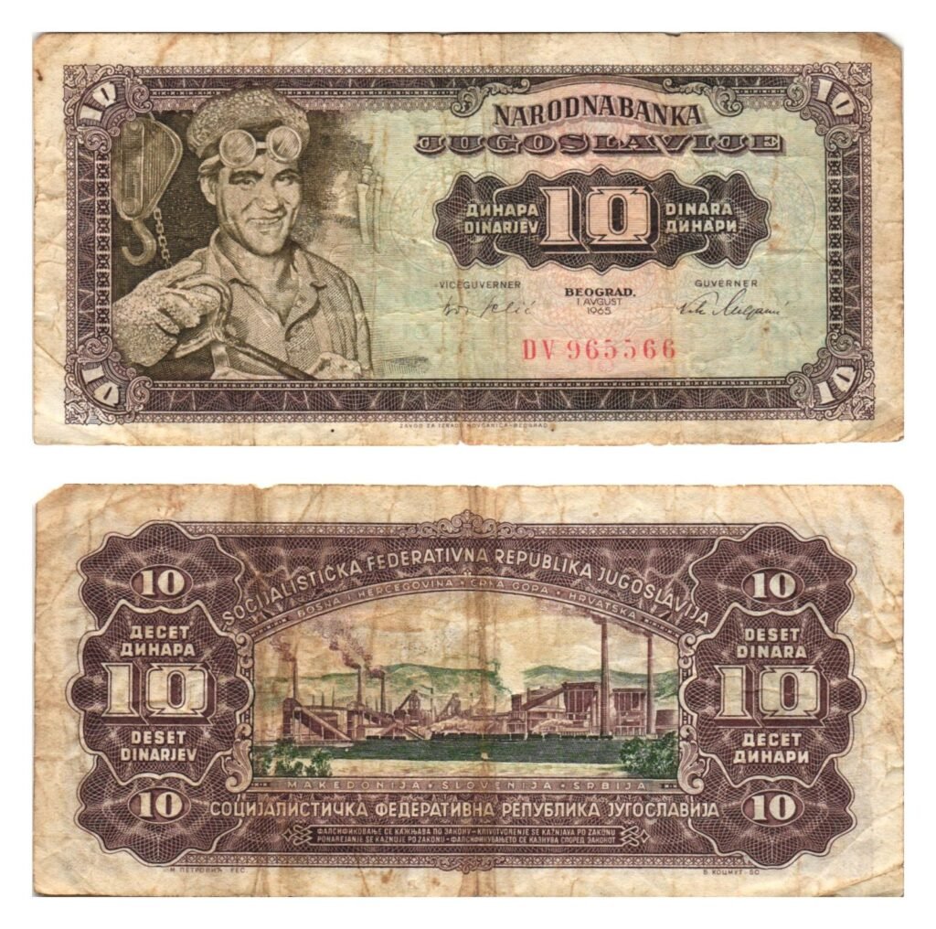 YUGOSLAVIA 10 dinares 1965 F-