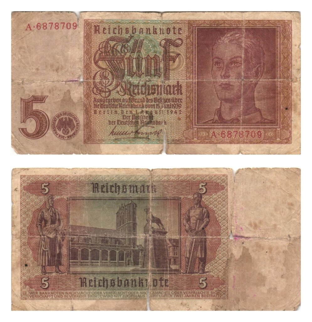 ALEMANIA 5 reichsmark 1942 / 3er Reich / Letra P / Emisión de la SGM / MBC