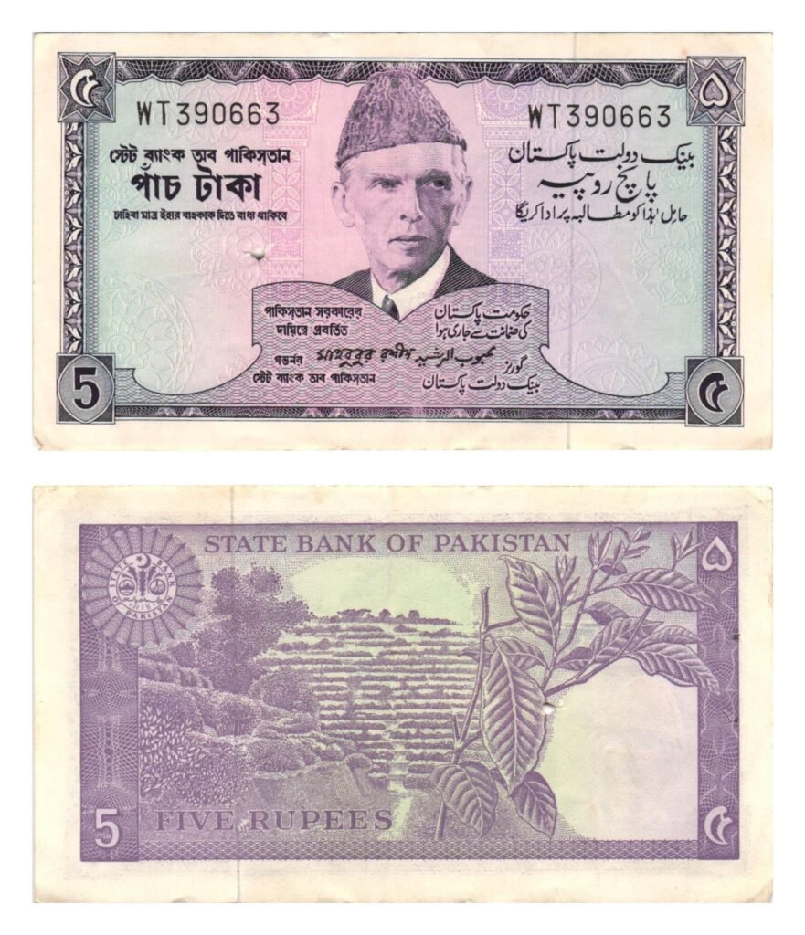 PAKISTÁN 5 rupias 1976 / agujeros de alfiler / MBC-