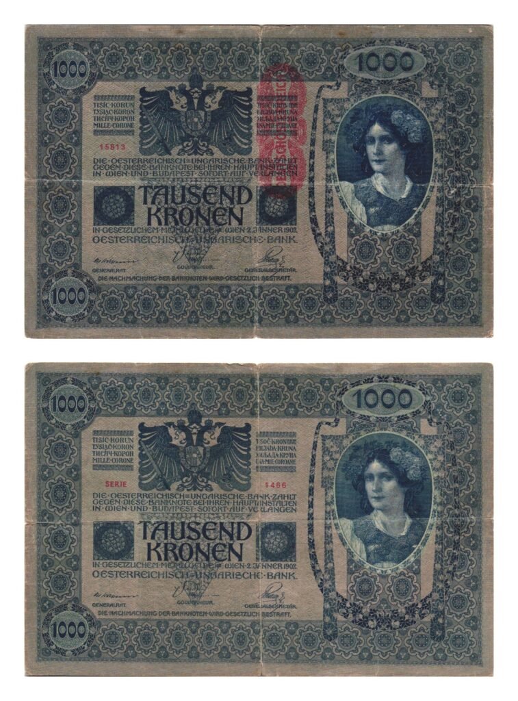 AUSTRIA 1000 coronas SIN FECHA (1919) / Sobreimpresión de Deutschösterreich / rotura / F