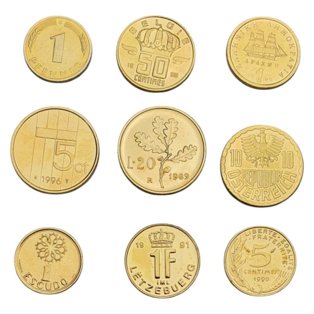 EUROPA Mješoviti promet kovanice / Pozlaćeno / 9 kom. u kovanice kompletu