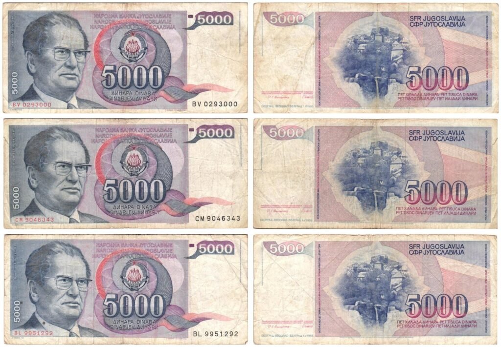 YUGOSLAVIA 5000 dinara 1985 banknotes lot / 3 pcs.