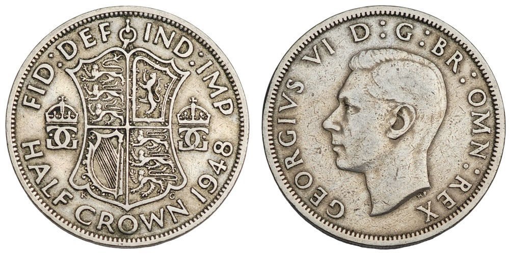VELIKA BRITANJA 1/2 kruna 1948 / VF