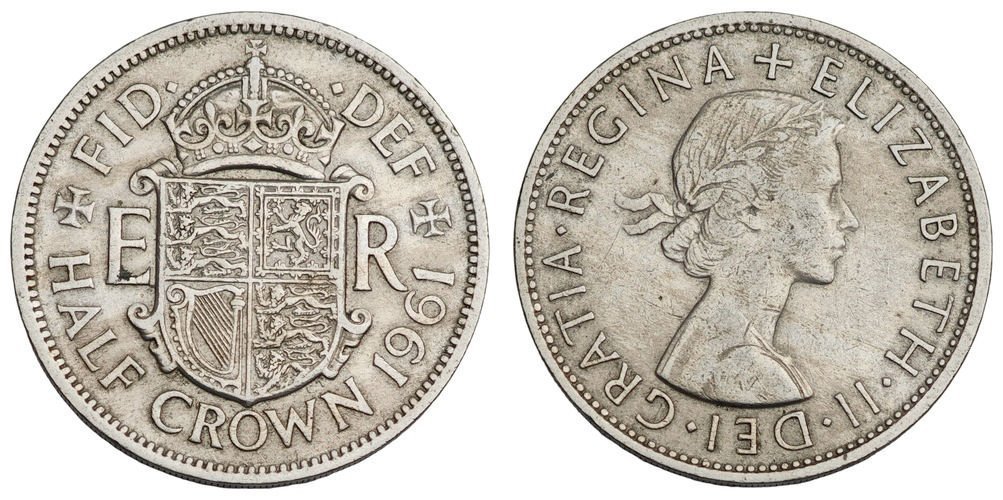 VELIKA BRITANJA 1/2 kruna 1961 / VF