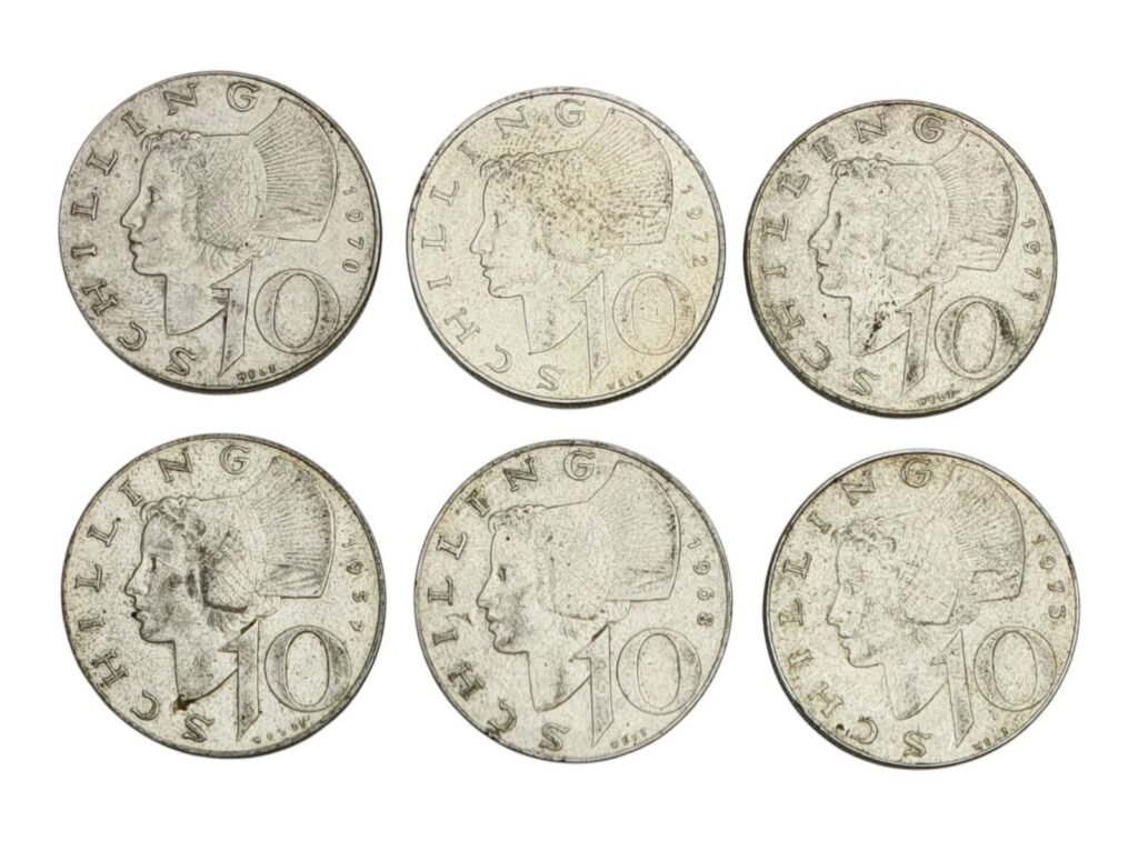 AUSTRIA 10 šilinga / 6 komada / srebrni kovanice komplet