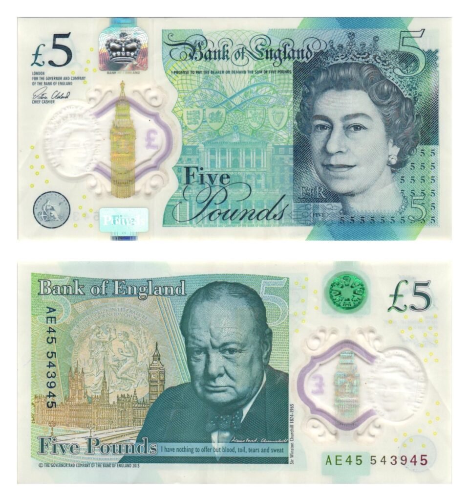GREAT BRITAIN 5 pounds 2015 / Polymer plastic / VF