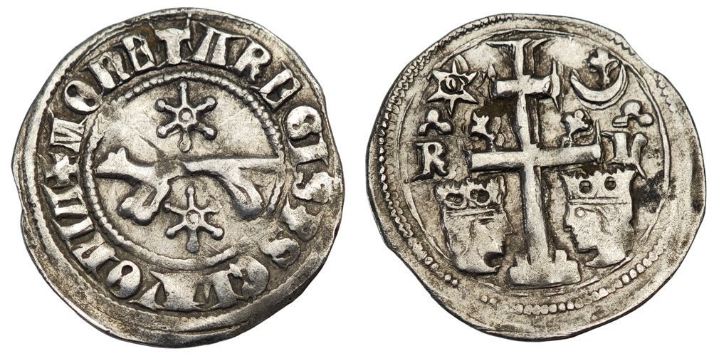 CROATIA 1 denar ND(1272-1290) / Slavonia / Ladislaus IV / R - L / Crescent with fleur-de-lis / Silver / VF