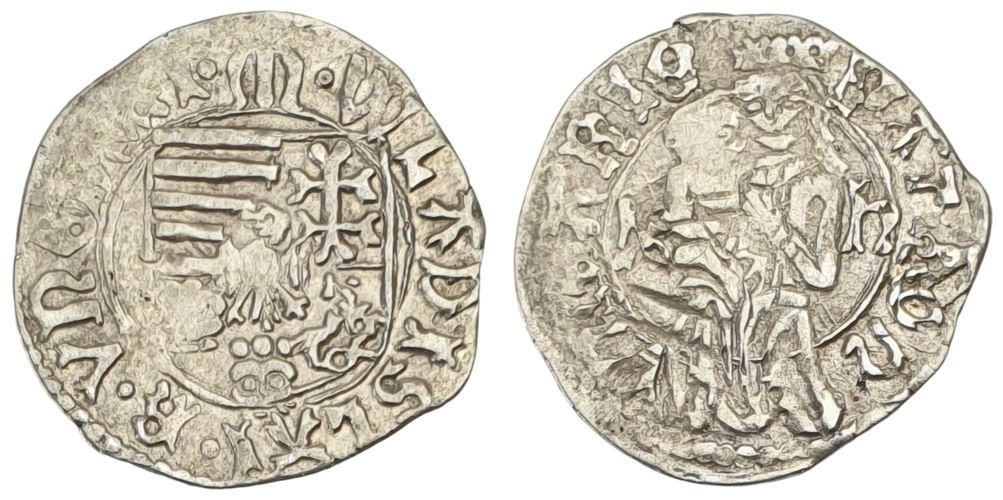 HUNGFARSKA 1 denar ND(1490-1516) / Vladislav II / K-n / Srebro / VF
